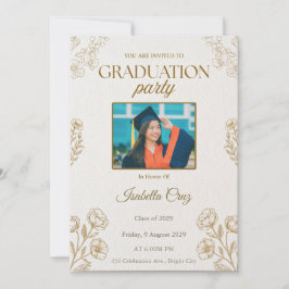 Invitación elegante de oro y blanco para fiesta de