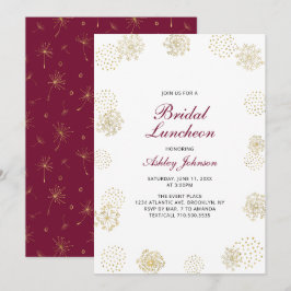 Invitación elegante de oro y borgoña para almuerzo