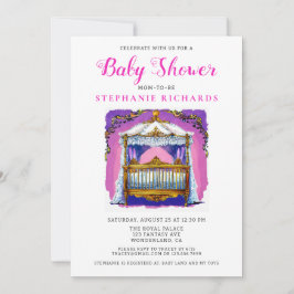 Invitación Elegante De Oro Y Criba De Lazo Blanco Baby Shower