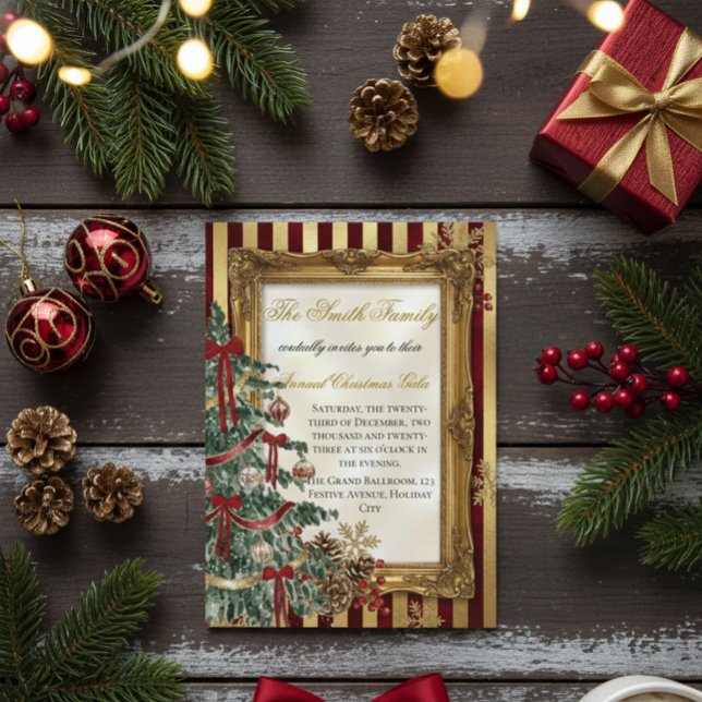 Invitación elegante de oro y rojo para fiesta de N (Subido por el creador)