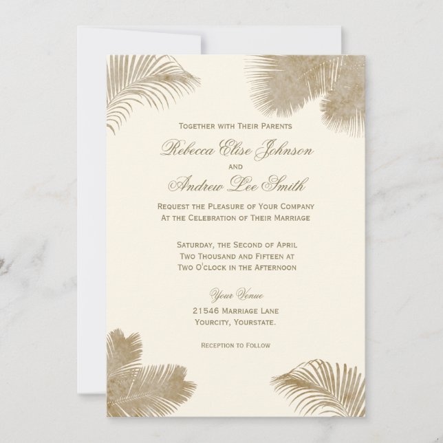 Invitación Elegante De Palm (Anverso)