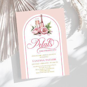 Invitación elegante de pétalos y prosecco con toqu