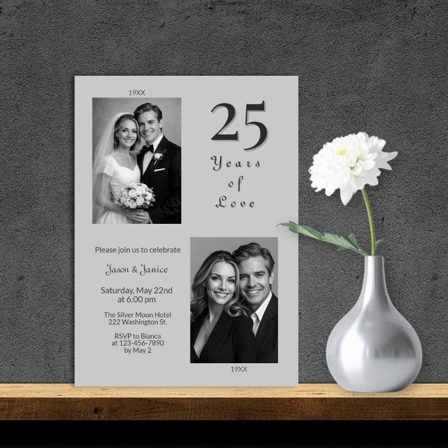Invitación elegante de plata del 25º aniversario (Subido por el creador)