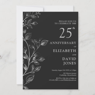 Invitación elegante de plata para el 25 aniversari