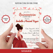 Invitación elegante de princesa para quinceañera m