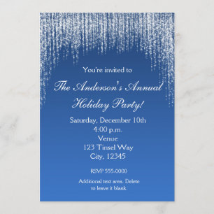 Invitación elegante de purpurina azul de vacacione