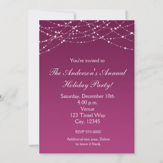 Invitación elegante de Purpurina púrpura de vino d (Anverso)