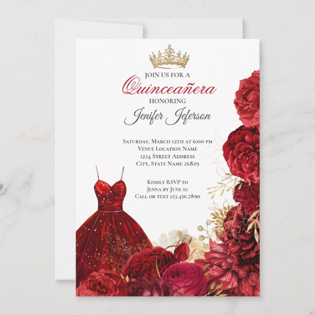Invitación elegante de Quinceañera (Anverso)