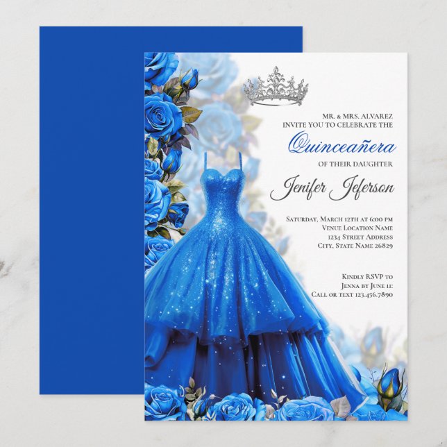 Invitación elegante de Quinceañera (Anverso / Reverso)