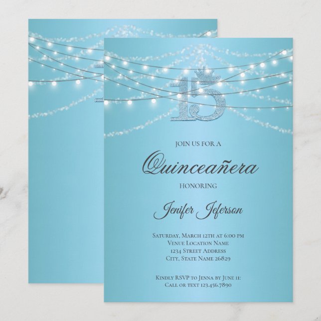 Invitación elegante de Quinceañera (Anverso / Reverso)