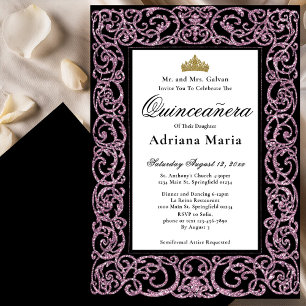 Invitación Elegante de Quinceañera con Filigrana R