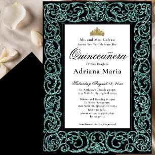 Invitación Elegante de Quinceañera con Filigrana T