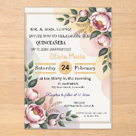 Invitación Elegante de Quinceañera con Floral – Ed