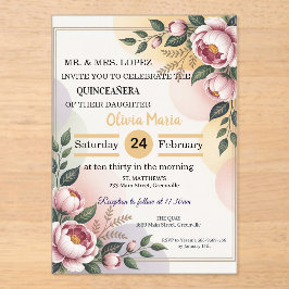 Invitación Elegante de Quinceañera con Flores – Ed