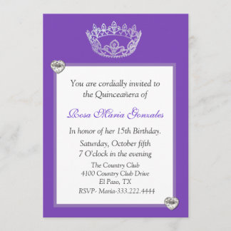 Invitación elegante de Quinceañera de la corona