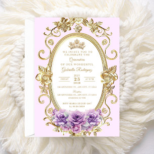 Invitación elegante de Quinceañera floral lila Z6