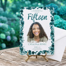Invitación elegante de quinceañera floral rosada