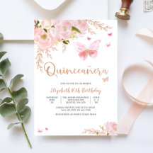 Invitación Elegante de Quinceañera Rosa