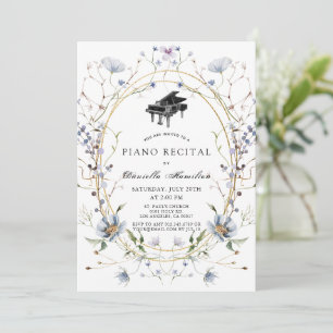 Invitación elegante de Recital de Piano Flor Silve