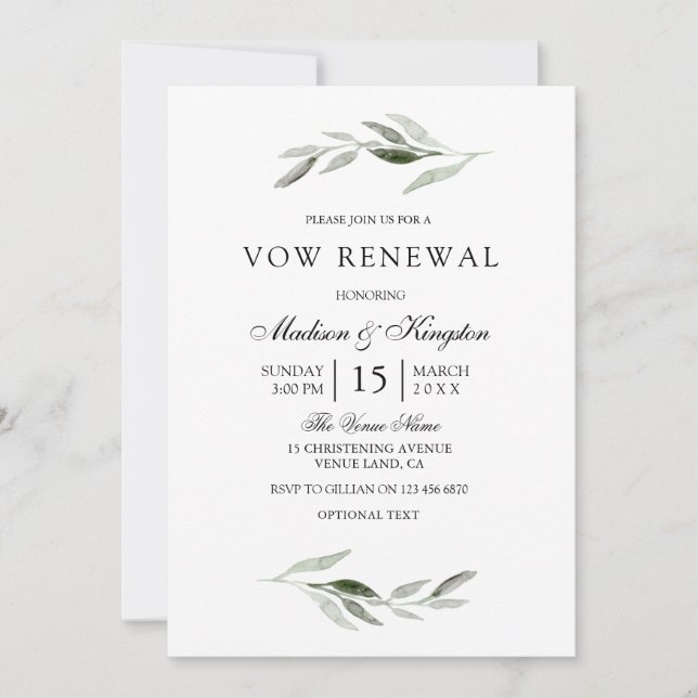 Invitación elegante de renovación de votos moderna (Anverso)