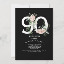 Invitación elegante de rosa rosa negra y blanca 90