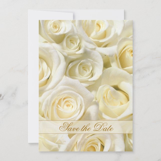 Invitación elegante de rosas crema-blanco para gua (Anverso)
