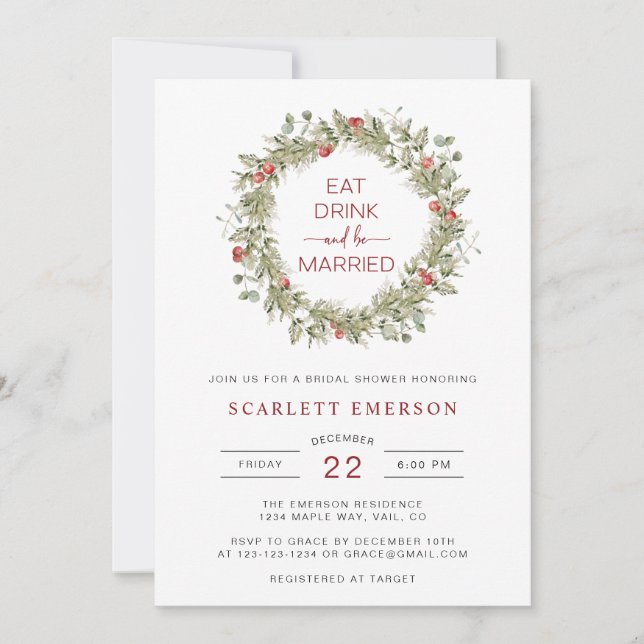 Invitación elegante de shower botánico para boda (Anverso)