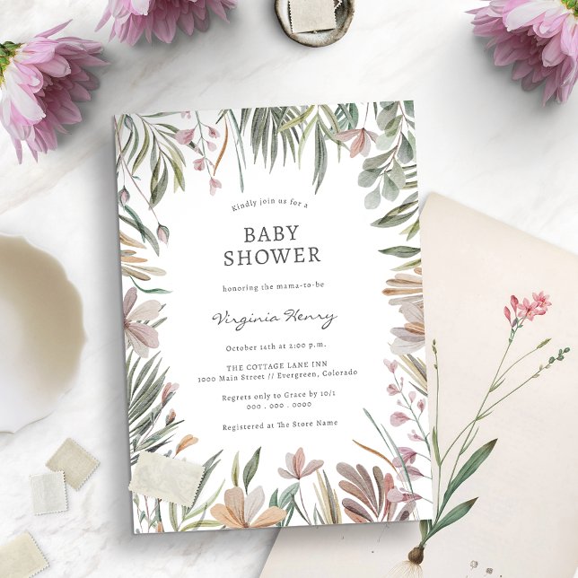 Invitación elegante de shower de bebé botánico (Subido por el creador)