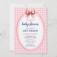 Invitación elegante de shower de bebé con gingham 