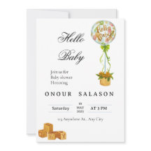 Invitación elegante de shower de bebé con globos H