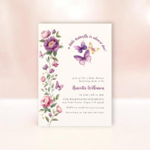 Invitación elegante de shower de bebé con mariposa