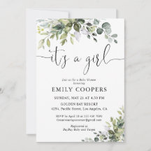 Invitación elegante de shower de bebé con motivos 