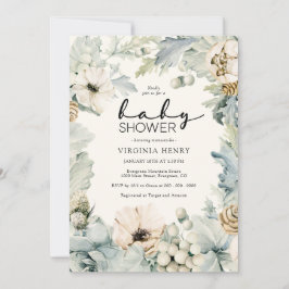 Invitación elegante de shower de bebé floral
