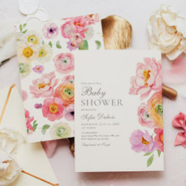 Invitación elegante de shower de bebé floral