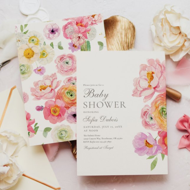 Invitación elegante de shower de bebé floral (Subido por el creador)