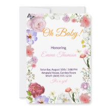 Invitación elegante de shower de bebé floral – Acu