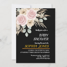 Invitación elegante de shower de bebé floral para 