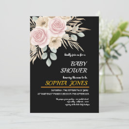 Invitación elegante de shower de bebé floral para 