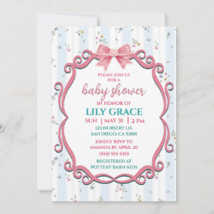 Invitación elegante de shower de bebé floral shabb