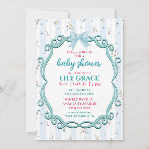 Invitación elegante de shower de bebé floral shabb