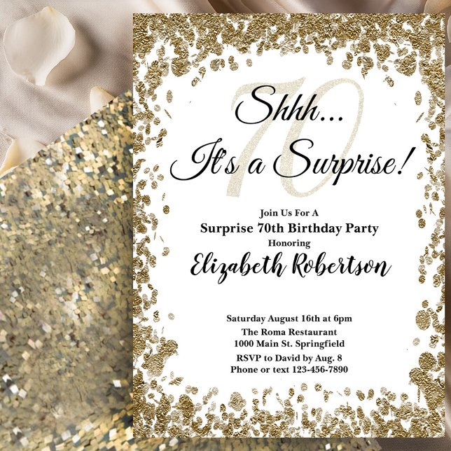 Invitación elegante de sorpresa de cumpleaños 70 e (Subido por el creador)