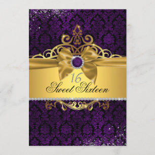 Invitación elegante de Sweet Sixteen de damasco do