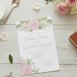 Invitación elegante de tono rosa floral para la du