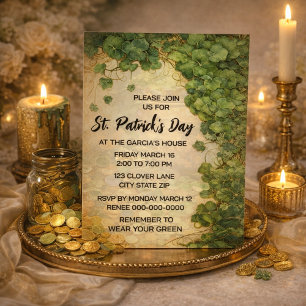 Invitación elegante de trébol verde del día de San