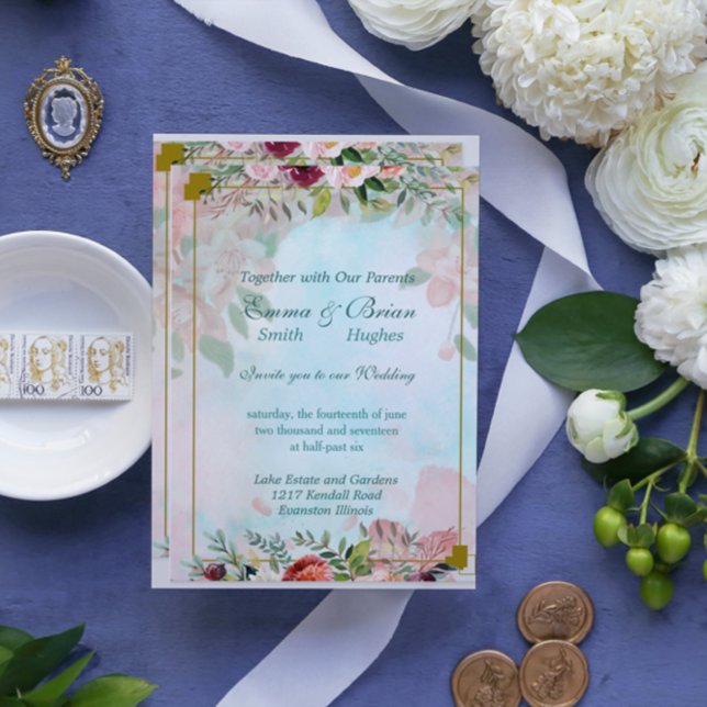 Invitación elegante de vegetación floral (Subido por el creador)