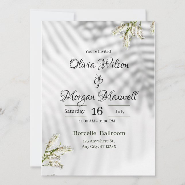 Invitación elegante de White & Black Organic (Anverso)