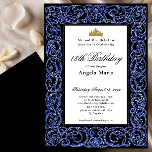 Invitación Elegante Debut de Cumpleaños 18 Azul