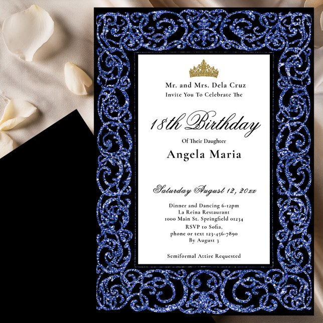 Invitación Elegante Debut de Cumpleaños 18 Azul (Subido por el creador)