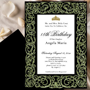 Invitación Elegante debut de cumpleaños 18 en verde salvia