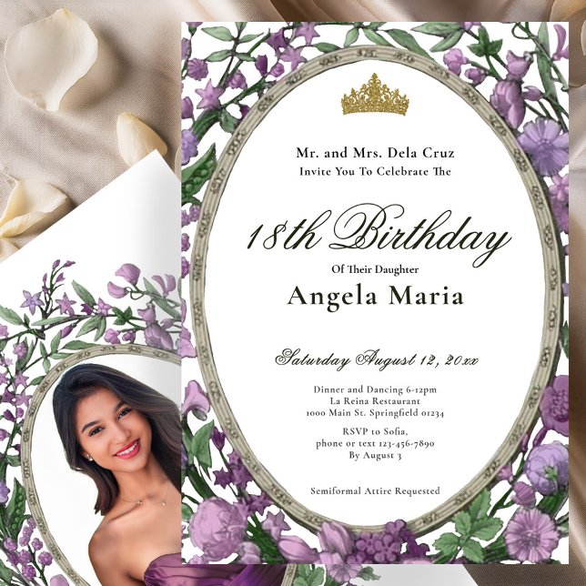 Invitación Elegante Debut Floral Rosa Cumpleaños 18 (Subido por el creador)